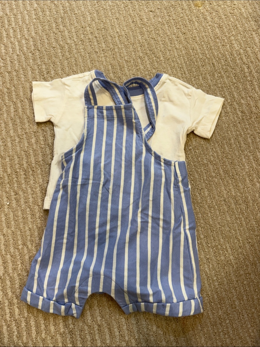 Hanna Andersson Blue & White Striped Romper Set